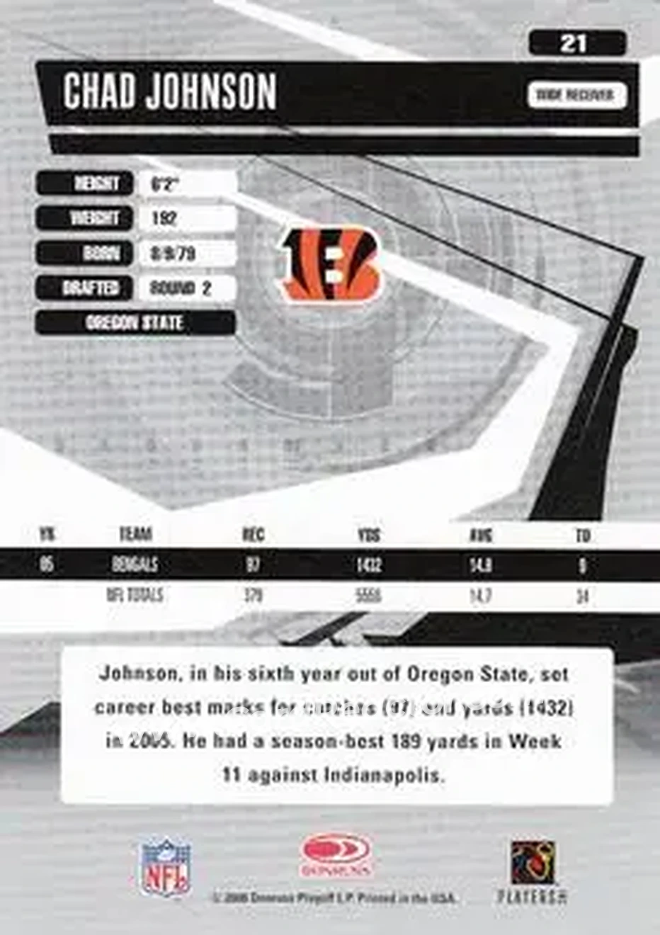2006 Donruss Elite #21 - Chad Ochocinco - Cincinnati Bengals - Back