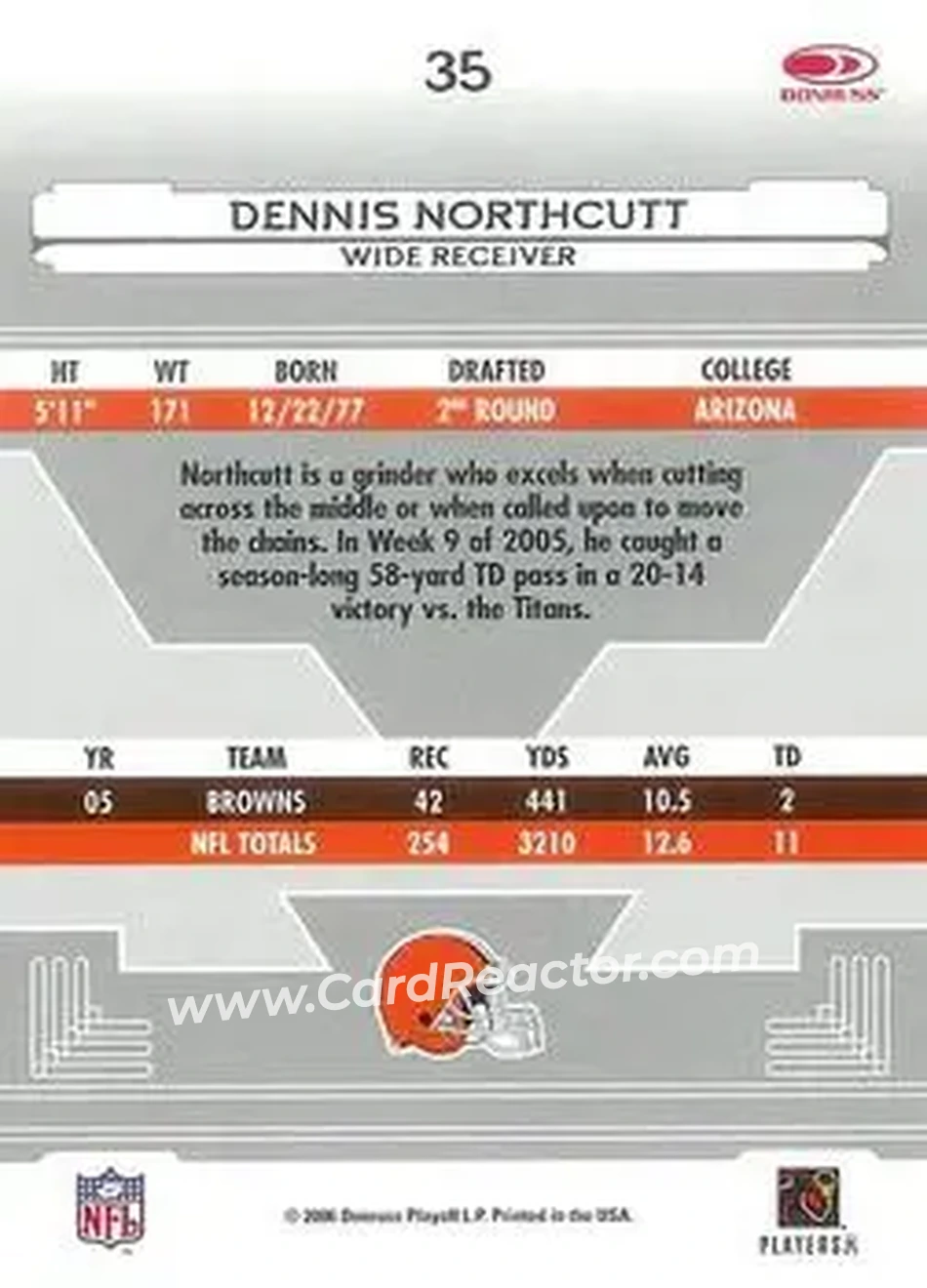 2006 Leaf Certified Materials #35 - Dennis Northcutt - Cleveland Browns - Back