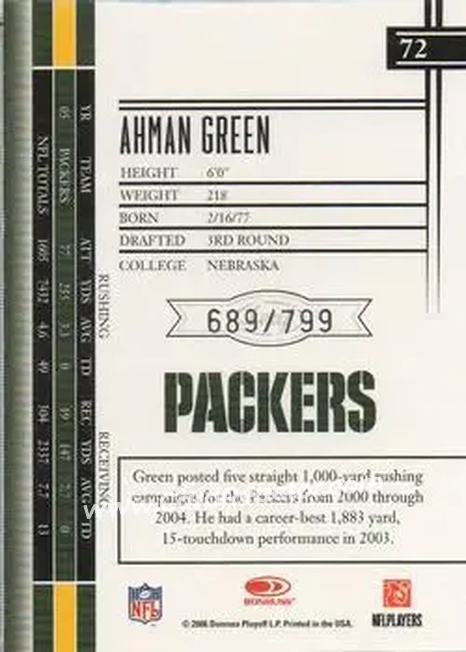 2006 Leaf Limited #72 - Ahman Green - Green Bay Packers - Back