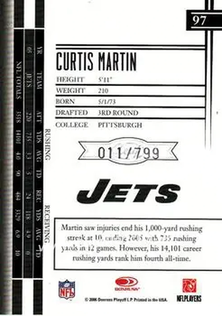 2006 Leaf Limited #97 - Curtis Martin - New York Jets - Back