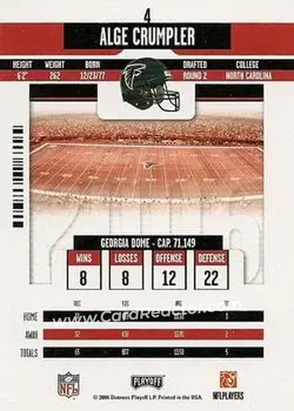 2006 Playoff Contenders #4 - Alge Crumpler - Atlanta Falcons - Back