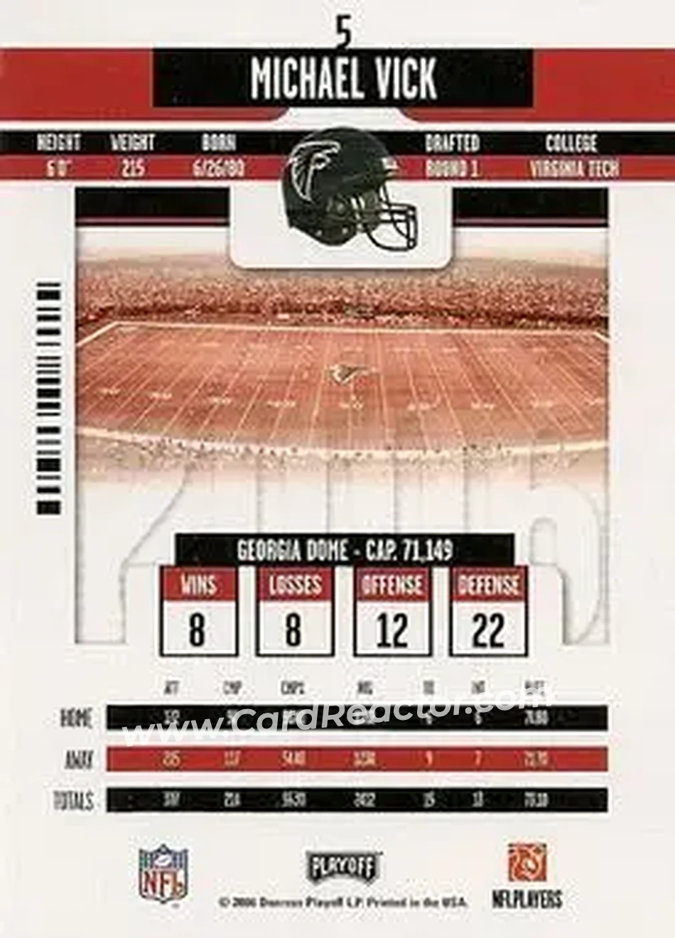 2006 Playoff Contenders #5 - Michael Vick - Atlanta Falcons - Back
