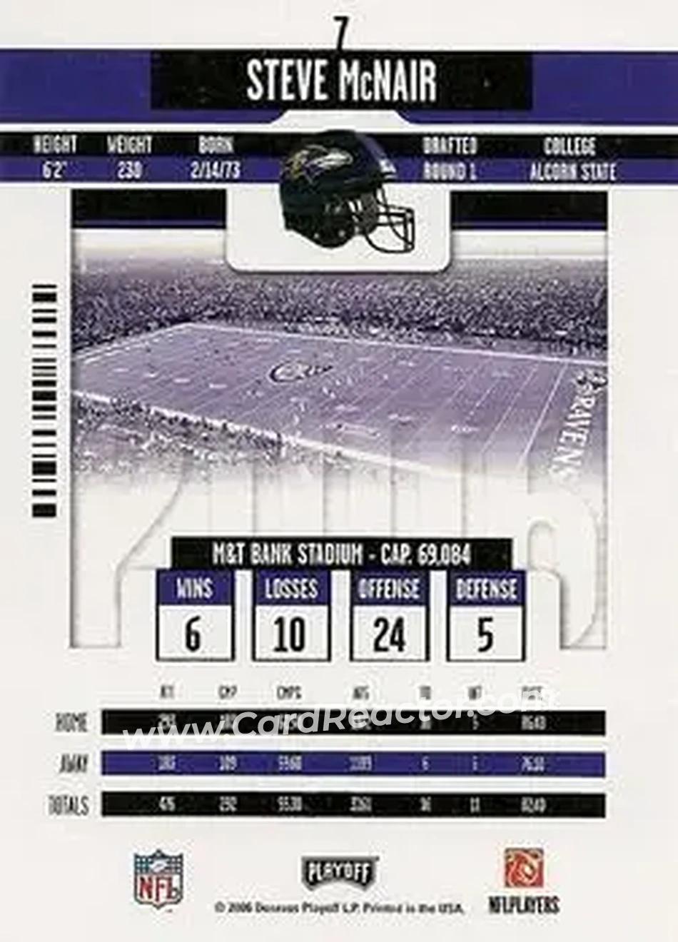 2006 Playoff Contenders #7 - Steve McNair - Baltimore Ravens - Back
