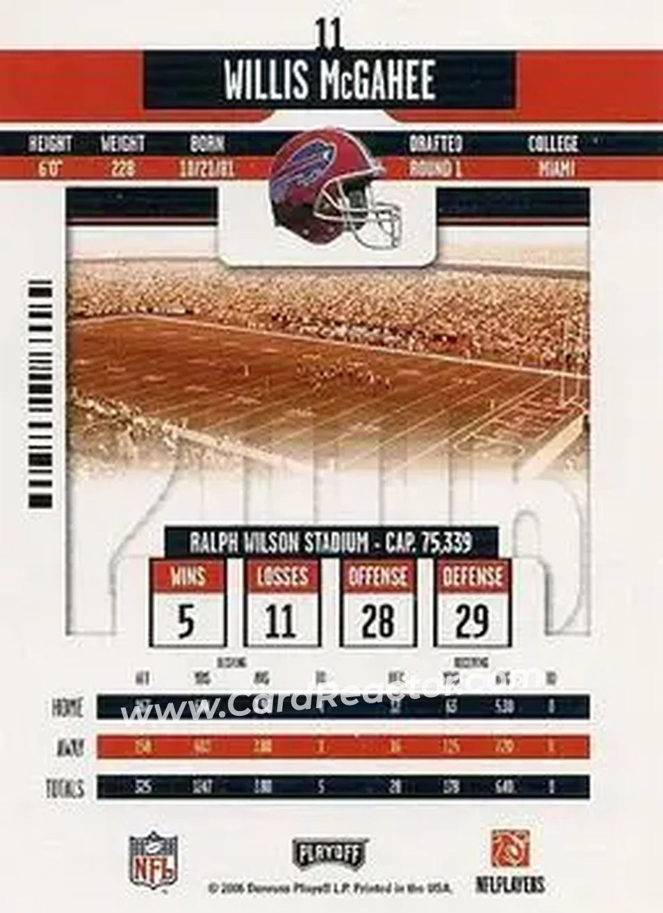 2006 Playoff Contenders #11 - Willis McGahee - Buffalo Bills - Back