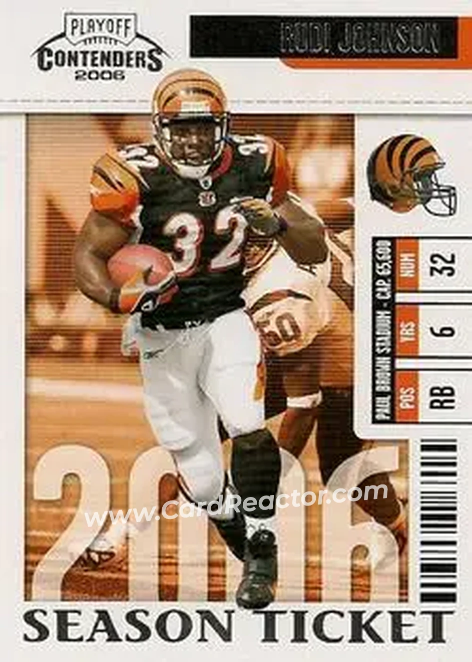 2006 Playoff Contenders #20 - Rudi Johnson - Cincinnati Bengals - Front