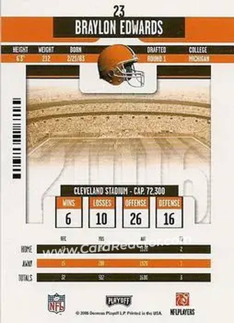 2006 Playoff Contenders #23 - Braylon Edwards - Cleveland Browns - Back