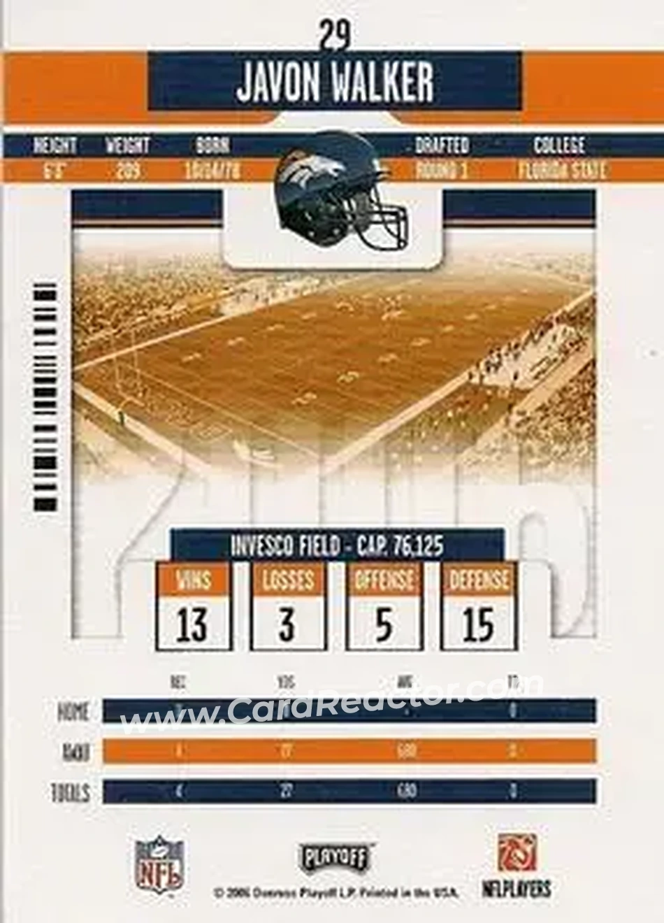 2006 Playoff Contenders #29 - Javon Walker - Denver Broncos - Back