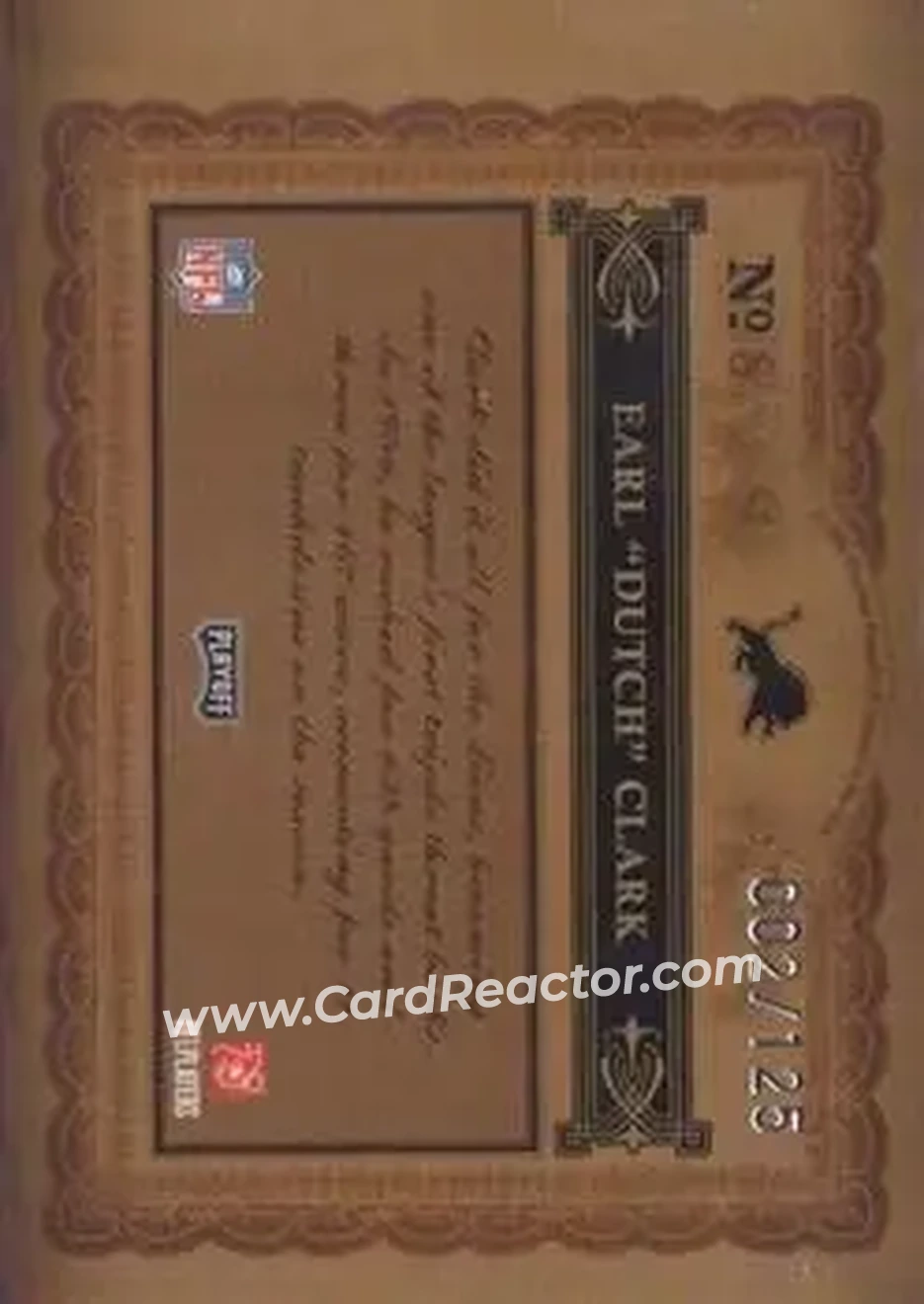 2006 Playoff National Treasures #8 - Dutch Clark - Detroit Lions - Back 2006 Playoff National Treasures #8 - Dutch Clark - Detroit Lions - Back