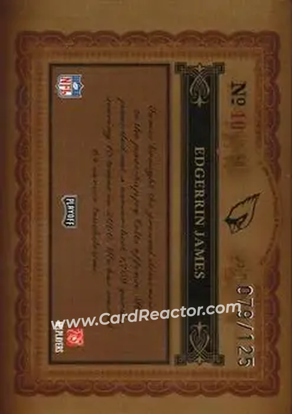 2006 Playoff National Treasures #10 - Edgerrin James - Arizona Cardinals - Back