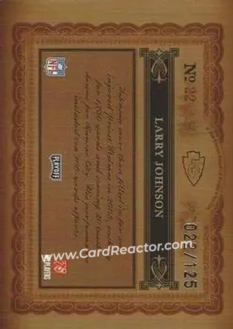 2006 Playoff National Treasures #22 - Larry Johnson - Kansas City Chiefs - Back