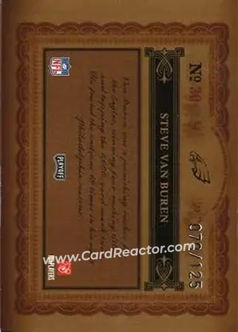 2006 Playoff National Treasures #30 - Steve Van Buren - Philadelphia Eagles - Back