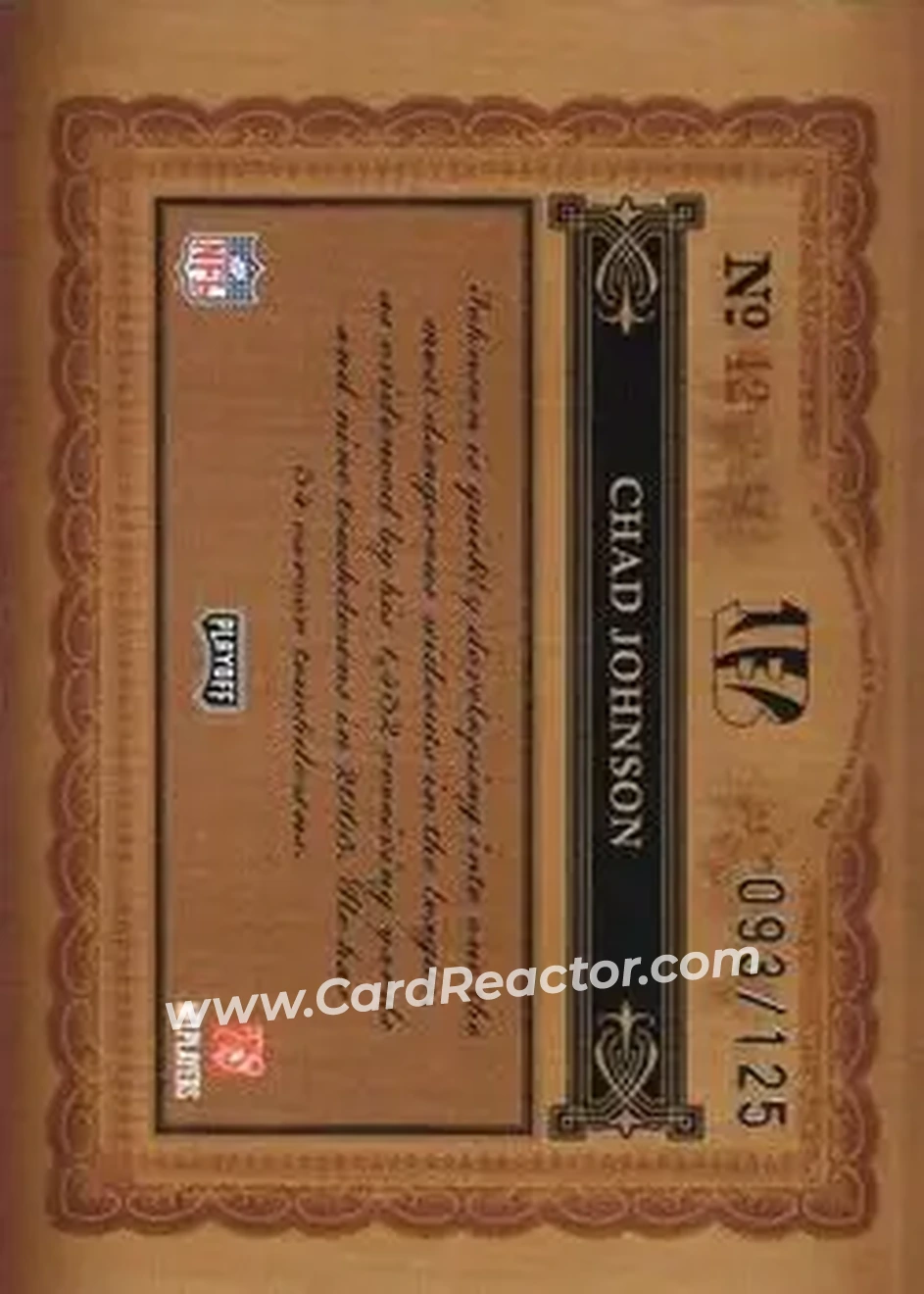 2006 Playoff National Treasures #42 - Chad Ochocinco - Cincinnati Bengals - Back
