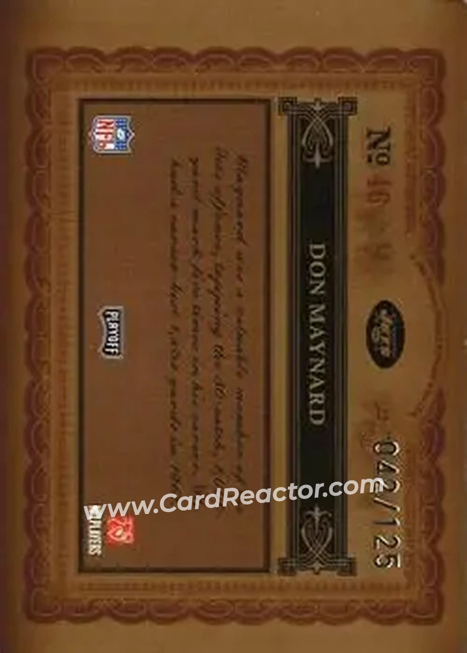 2006 Playoff National Treasures #46 - Don Maynard - New York Jets - Back