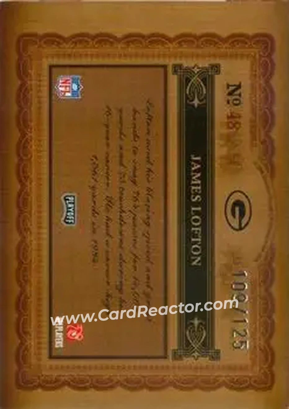 2006 Playoff National Treasures #48 - James Lofton - Green Bay Packers - Back