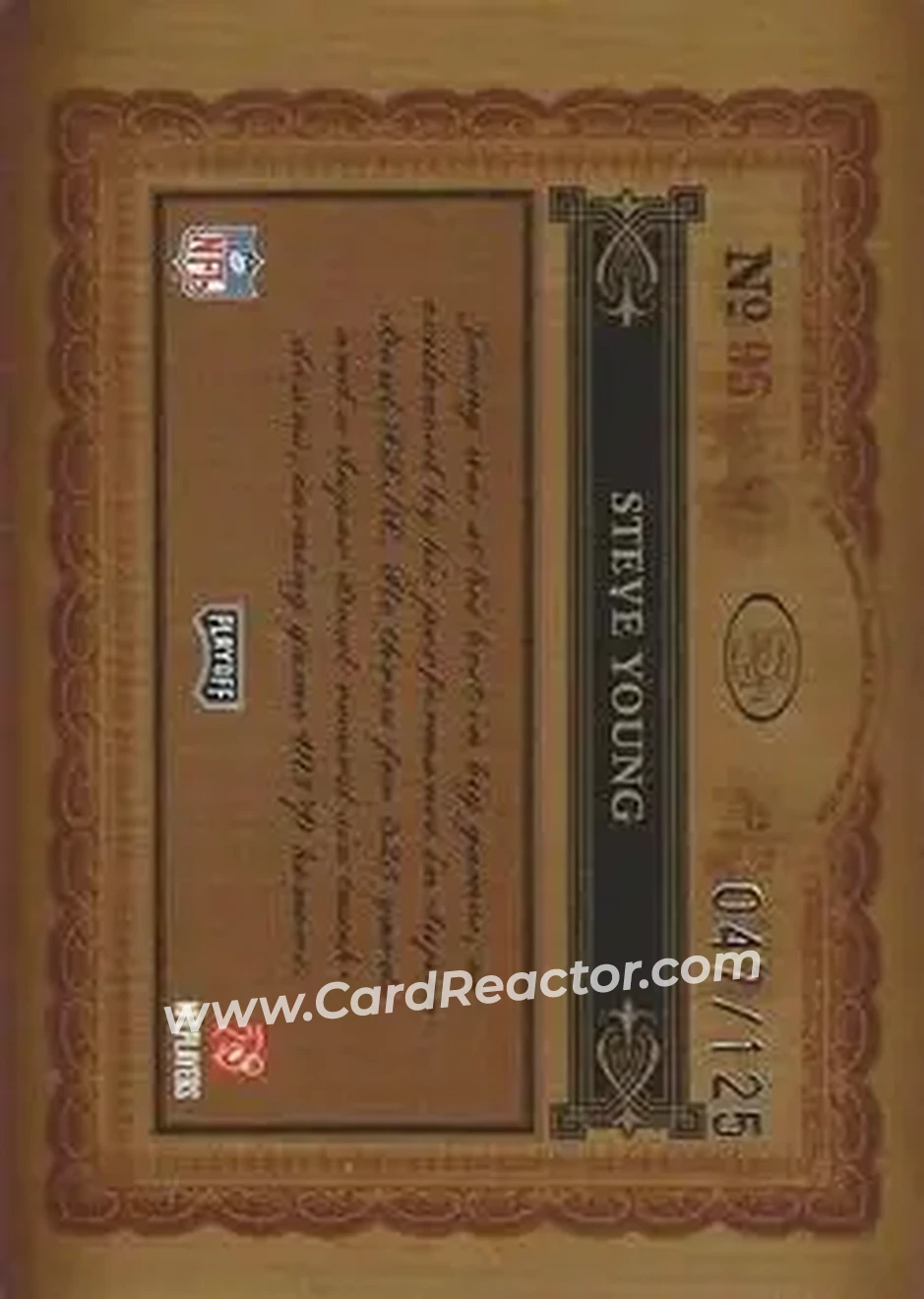 2006 Playoff National Treasures #95 - Steve Young - San Francisco 49ers - Back
