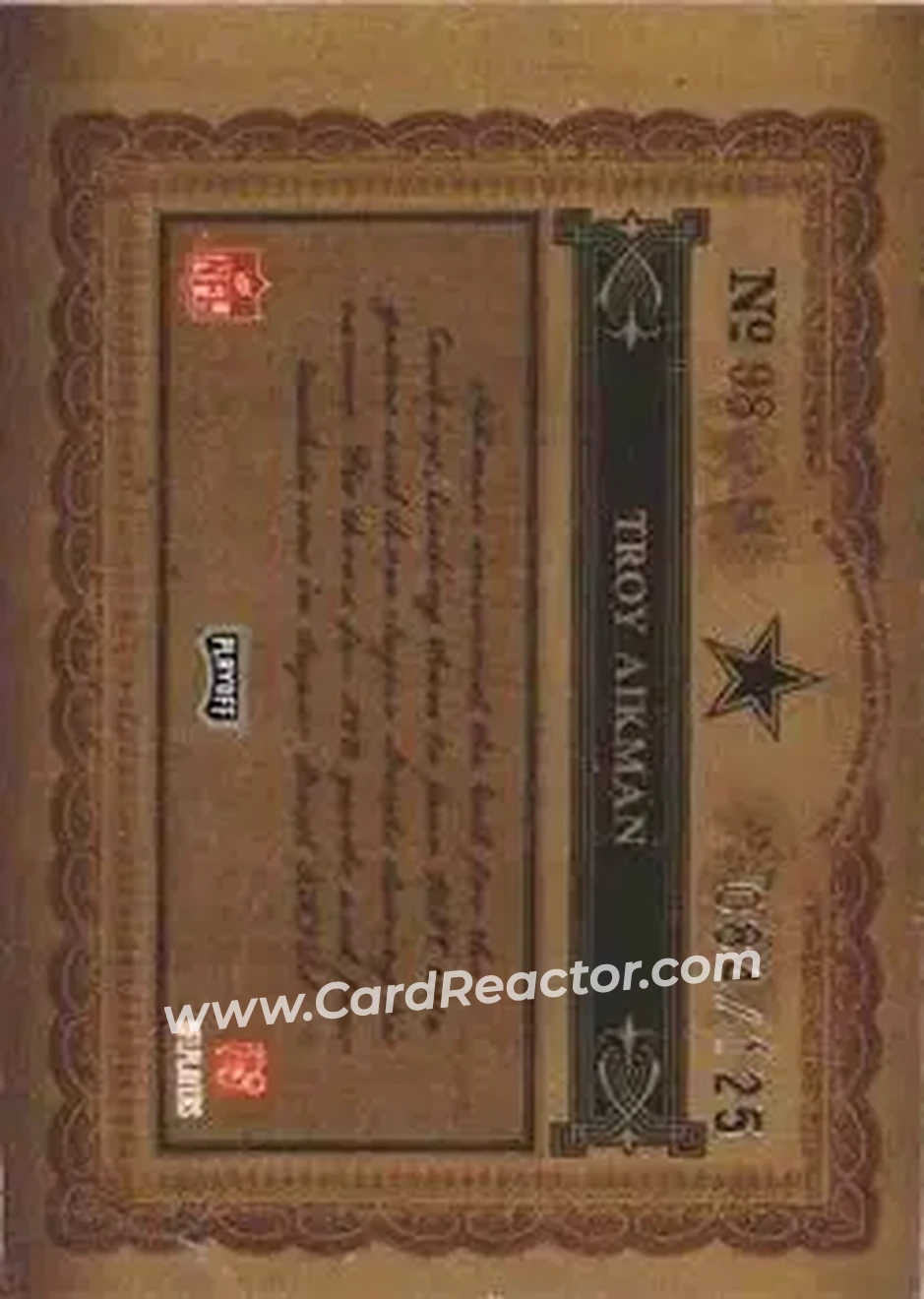2006 Playoff National Treasures #98 - Troy Aikman - Dallas Cowboys - Back
