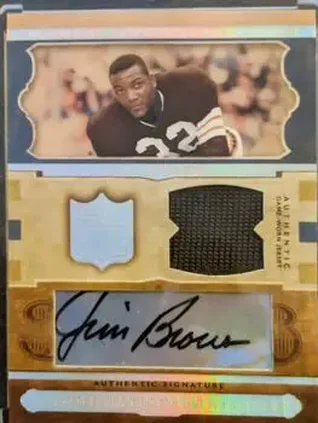 Jimmy Brown · 2006 Playoff National Treasures #NFL50-JB · 50th Anniversary Team Materials Signature