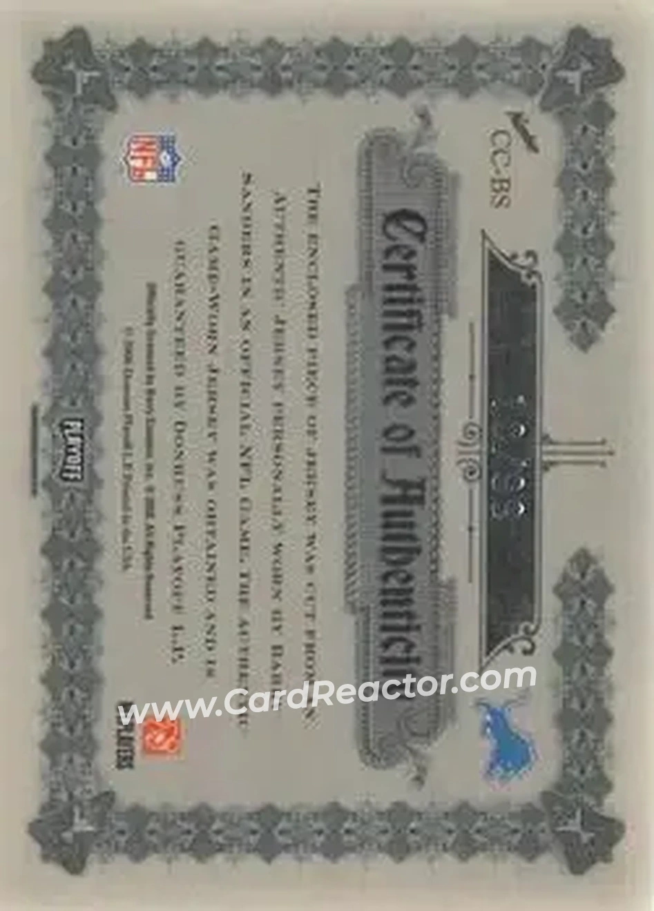 2006 Playoff National Treasures - Canton Classics Materials #CC-BSA - Barry Sanders - Detroit Lions - Back