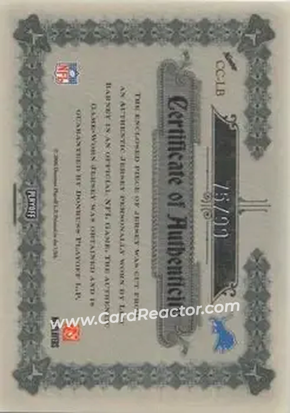 2006 Playoff National Treasures - Canton Classics Materials #CC-LB - Lem Barney - Detroit Lions - Back