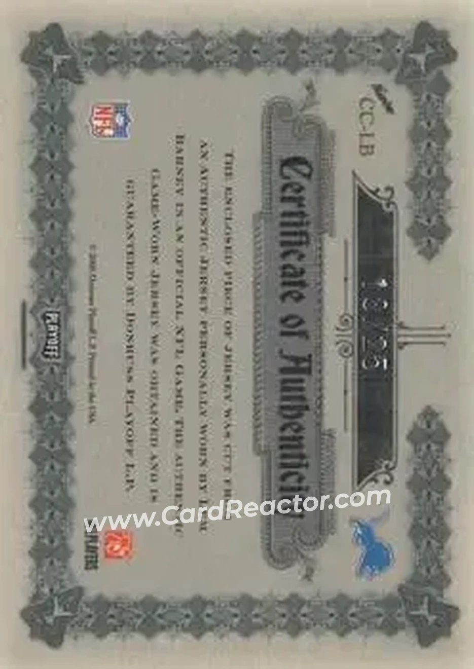 2006 Playoff National Treasures - Canton Classics Materials Jumbo Jerseys #CC-LB - Lem Barney - Detroit Lions - Back 2006 Playoff National Treasures - Canton Classics Materials Jumbo Jerseys #CC-LB - Lem Barney - Detroit Lions - Back