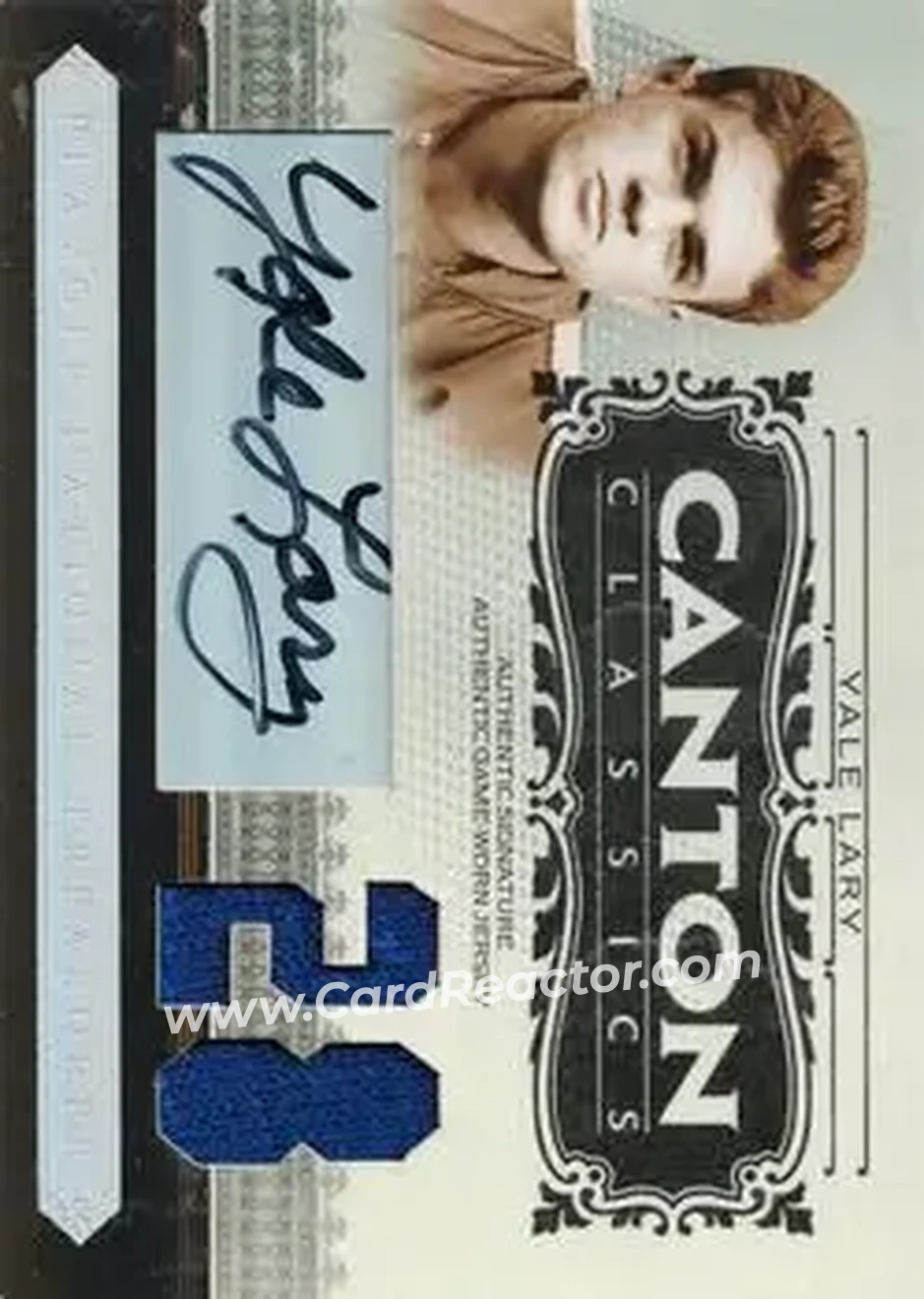 2006 Playoff National Treasures - Canton Classics Materials Signature Jersey Number #CC-YL - Yale Lary - Detroit Lions - Front 2006 Playoff National Treasures - Canton Classics Materials Signature Jersey Number #CC-YL - Yale Lary - Detroit Lions - Front