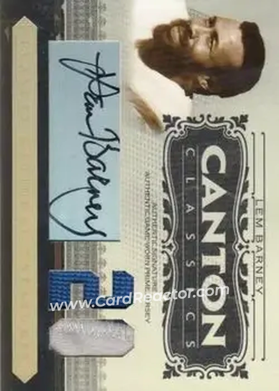 2006 Playoff National Treasures - Canton Classics Materials Signature Jersey Number Prime #CC-LB - Lem Barney - Detroit Lions - Front 2006 Playoff National Treasures - Canton Classics Materials Signature Jersey Number Prime #CC-LB - Lem Barney - Detroit Lions - Front