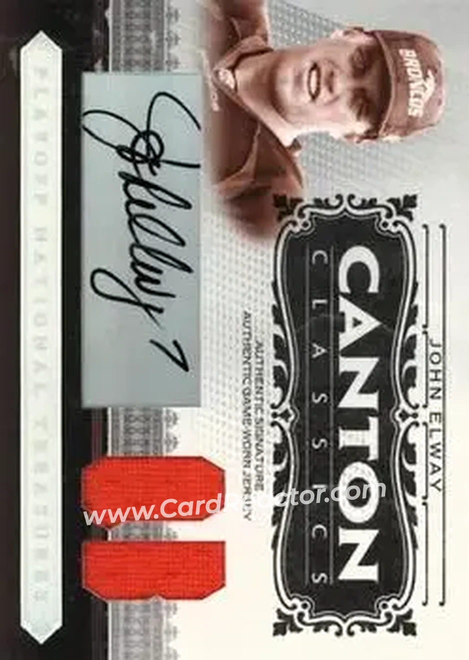2006 Playoff National Treasures - Canton Classics Materials Signature Position #CC-JE - John Elway - Denver Broncos - Front 2006 Playoff National Treasures - Canton Classics Materials Signature Position #CC-JE - John Elway - Denver Broncos - Front