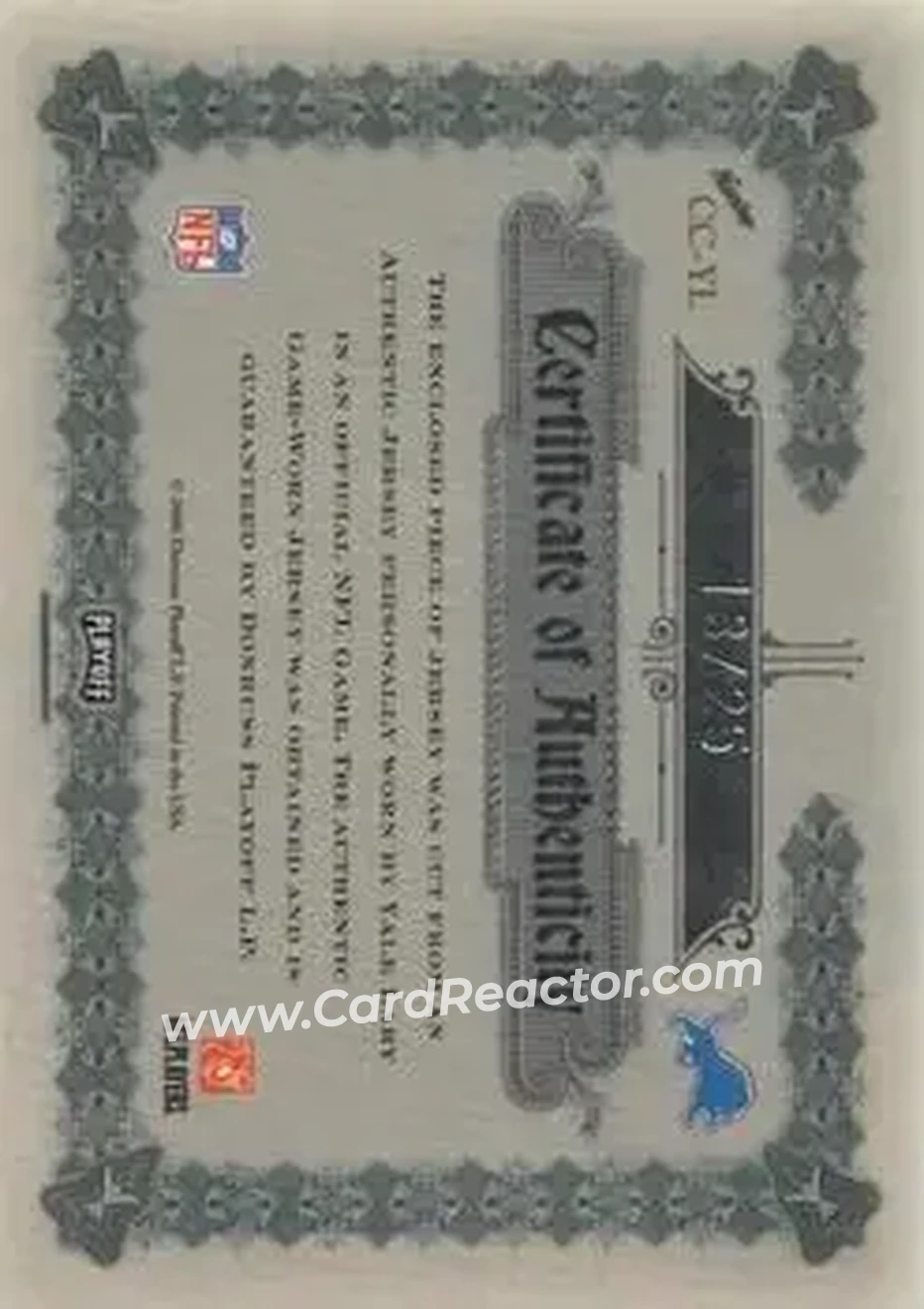 2006 Playoff National Treasures - Canton Classics Materials Signature Position #CC-YL - Yale Lary - Detroit Lions - Back 2006 Playoff National Treasures - Canton Classics Materials Signature Position #CC-YL - Yale Lary - Detroit Lions - Back