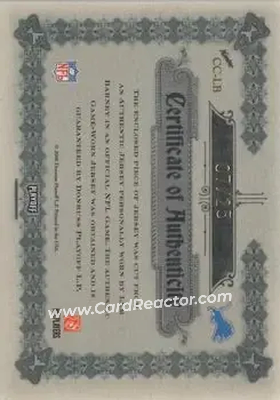 2006 Playoff National Treasures - Canton Classics Materials Signature Position Prime #CC-LB - Lem Barney - Detroit Lions - Back 2006 Playoff National Treasures - Canton Classics Materials Signature Position Prime #CC-LB - Lem Barney - Detroit Lions - Back