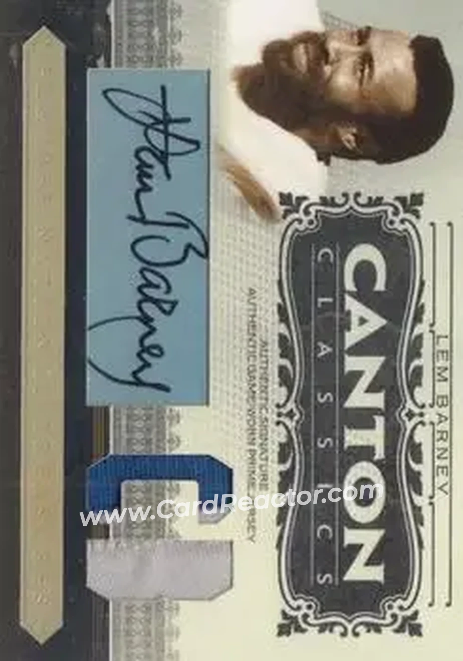 2006 Playoff National Treasures - Canton Classics Materials Signature Position Prime #CC-LB - Lem Barney - Detroit Lions - Front 2006 Playoff National Treasures - Canton Classics Materials Signature Position Prime #CC-LB - Lem Barney - Detroit Lions - Front