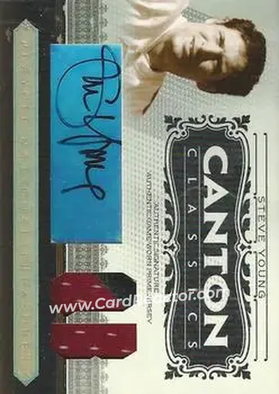 2006 Playoff National Treasures - Canton Classics Materials Signature Position Prime #CC-SY - Steve Young - San Francisco 49ers - Front 2006 Playoff National Treasures - Canton Classics Materials Signature Position Prime #CC-SY - Steve Young - San Francisco 49ers - Front