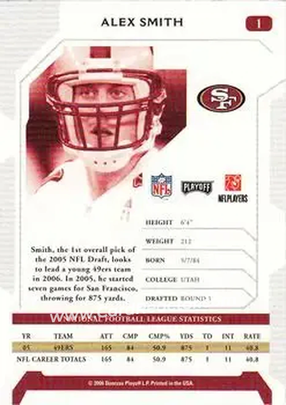 2006 Playoff NFL Playoffs #1 - Alex Smith - San Francisco 49ers - Back