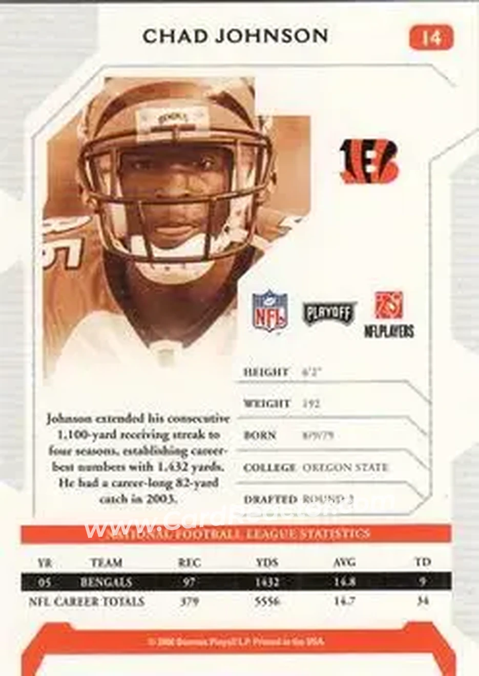 2006 Playoff NFL Playoffs #14 - Chad Ochocinco - Cincinnati Bengals - Back