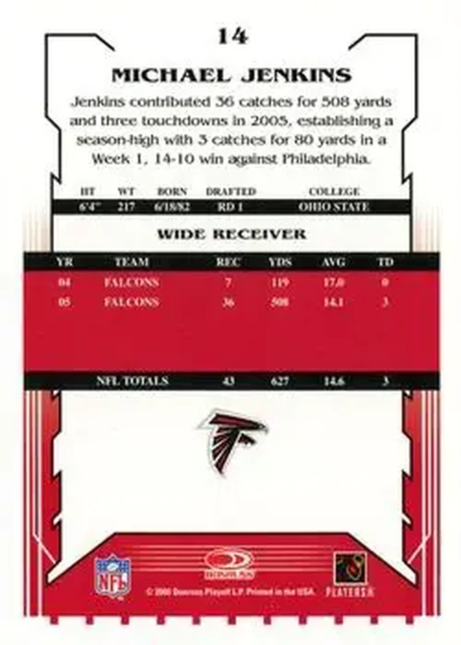 2006 Score #14 - Michael Jenkins - Atlanta Falcons - Back