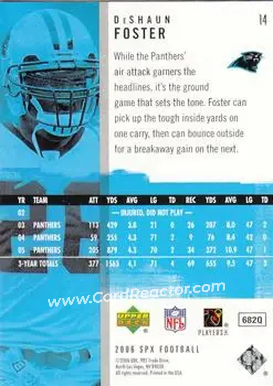 2006 SPx #14 - DeShaun Foster - Carolina Panthers - Back