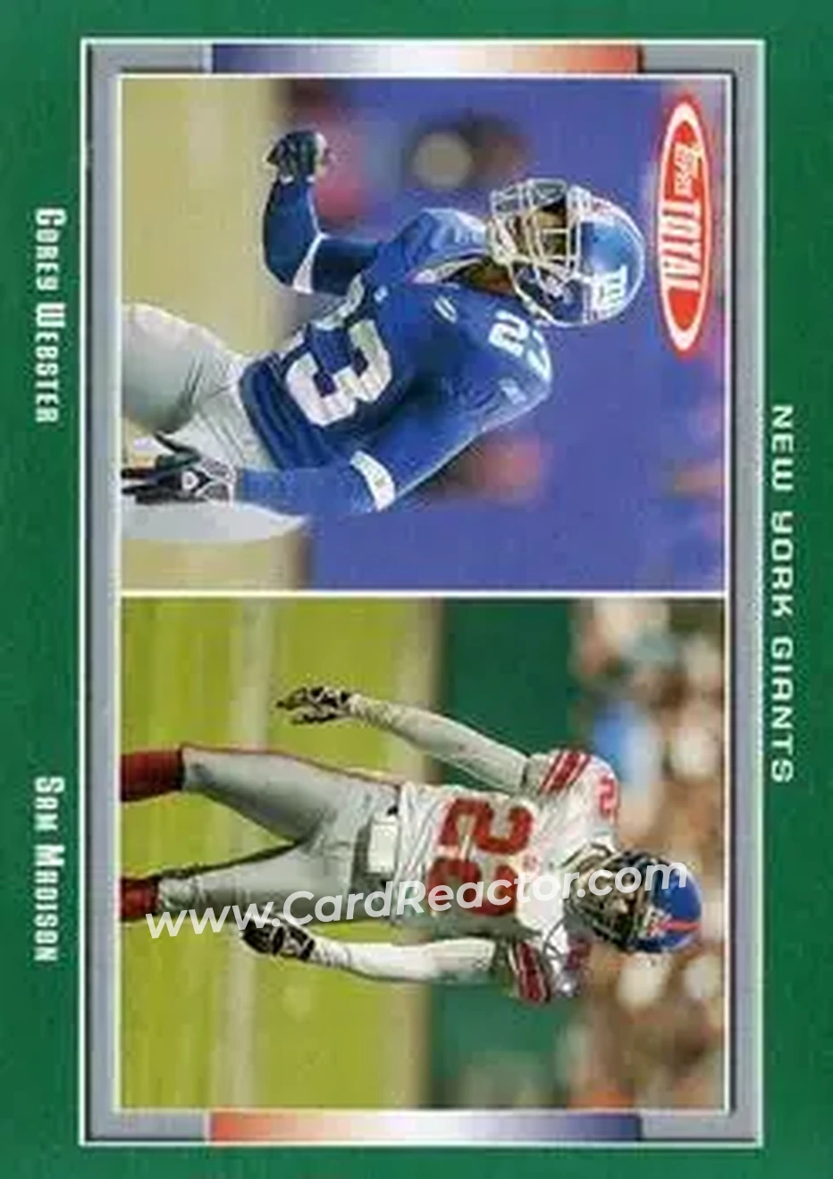 2006 Topps Total #1 - Corey Webster - Sam Madison - New York Giants - New York Giants - Front 2006 Topps Total #1 - Corey Webster - Sam Madison - New York Giants - New York Giants - Front