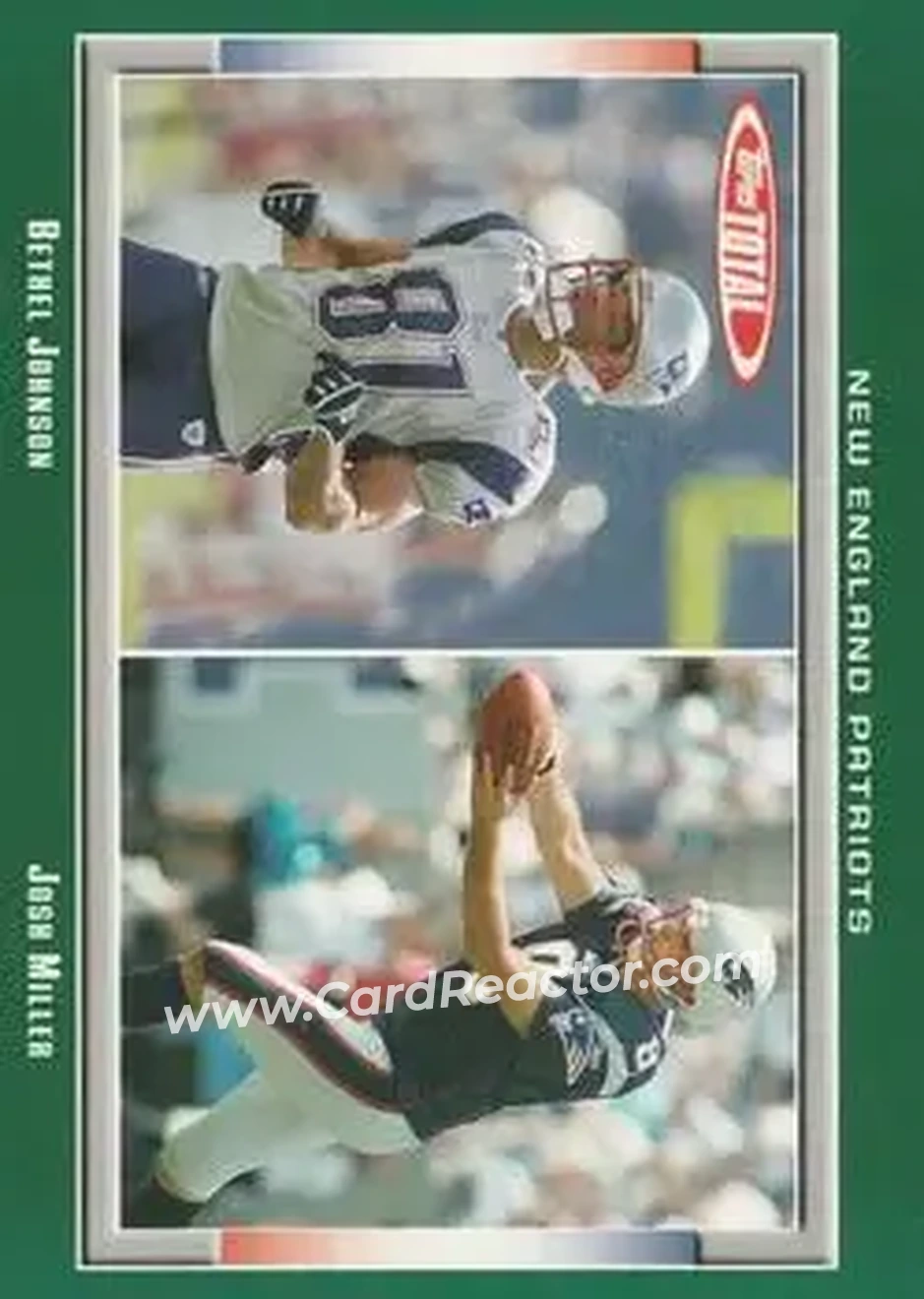 2006 Topps Total #28 - Bethel Johnson - Josh Miller - New England Patriots - New England Patriots - Front 2006 Topps Total #28 - Bethel Johnson - Josh Miller - New England Patriots - New England Patriots - Front