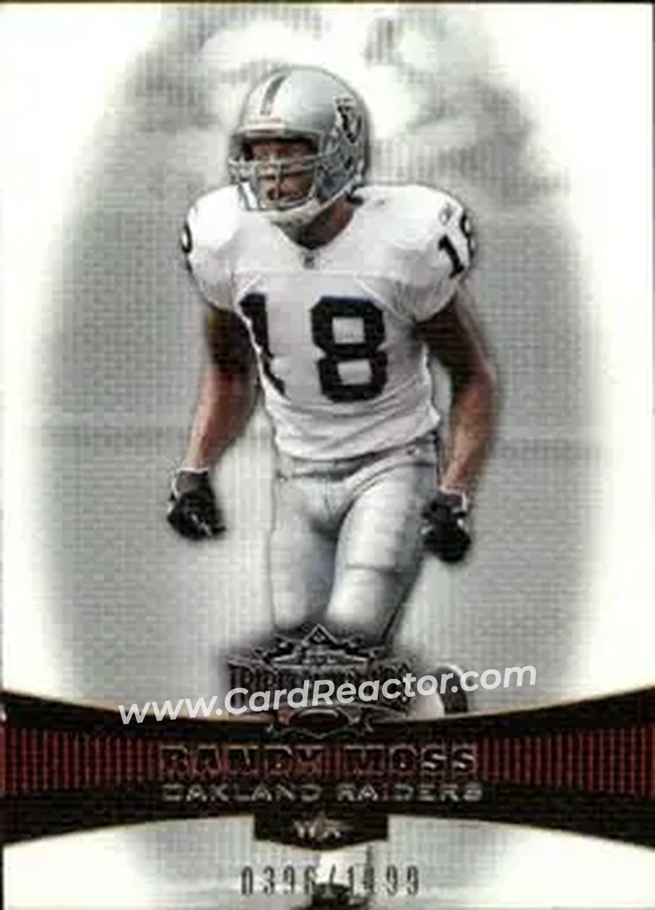2006 Topps Triple Threads #3 - Randy Moss - Oakland Raiders - Front 2006 Topps Triple Threads #3 - Randy Moss - Oakland Raiders - Front