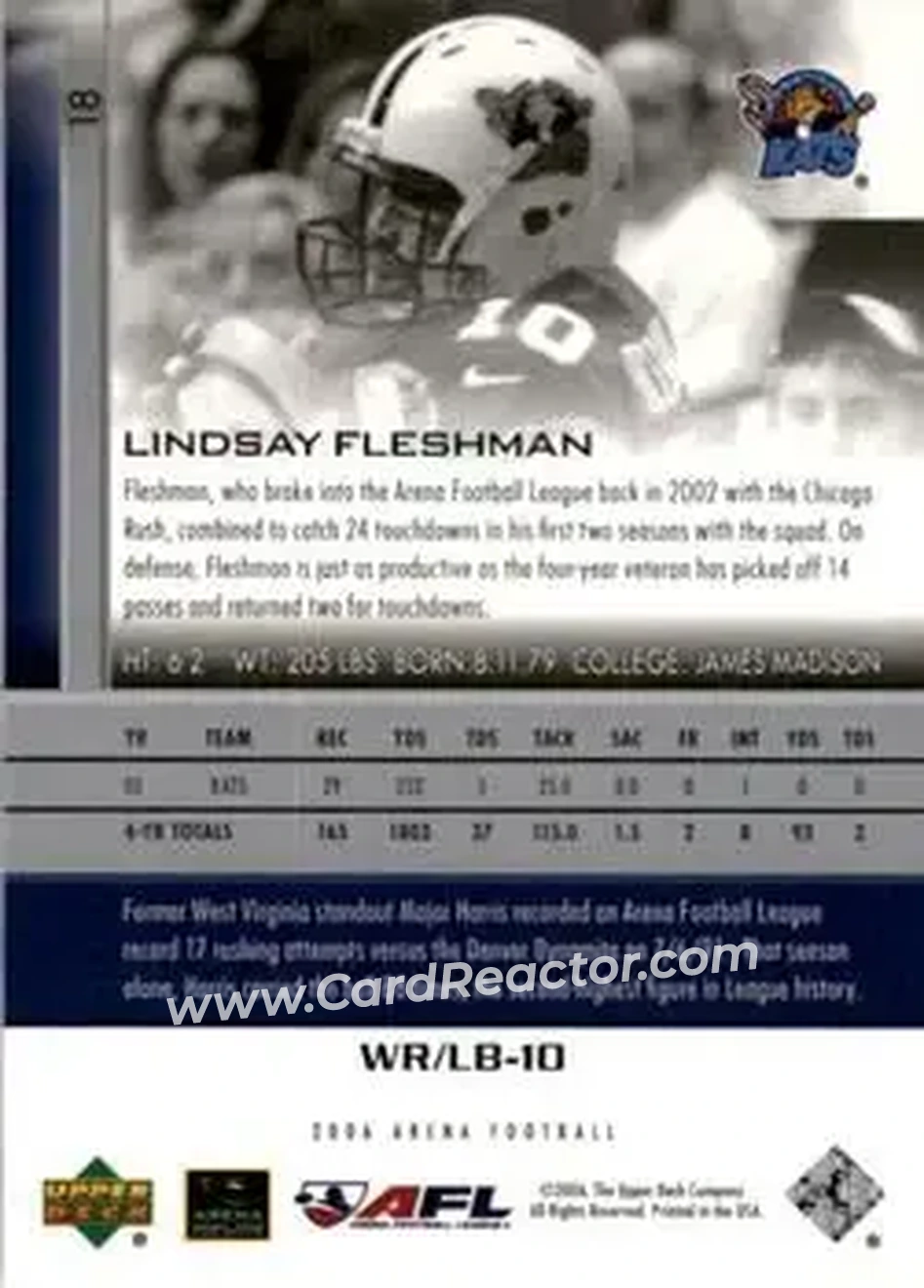 2006 Upper Deck AFL #18 - Lindsay Fleshman - Nashville Kats - Back