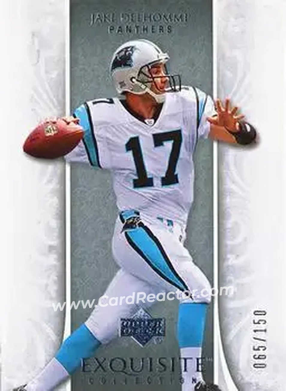 2006 Upper Deck Exquisite Collection #9 - Jake Delhomme - Carolina Panthers - Front 2006 Upper Deck Exquisite Collection #9 - Jake Delhomme - Carolina Panthers - Front