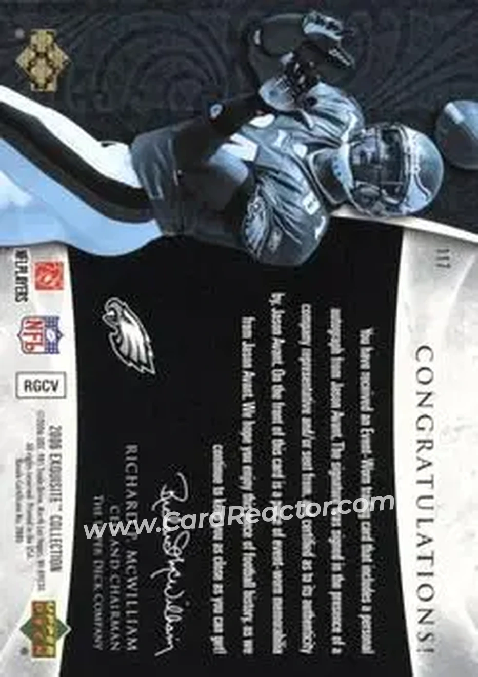 2006 Upper Deck Exquisite Collection #117 - Jason Avant - Philadelphia Eagles - Back
