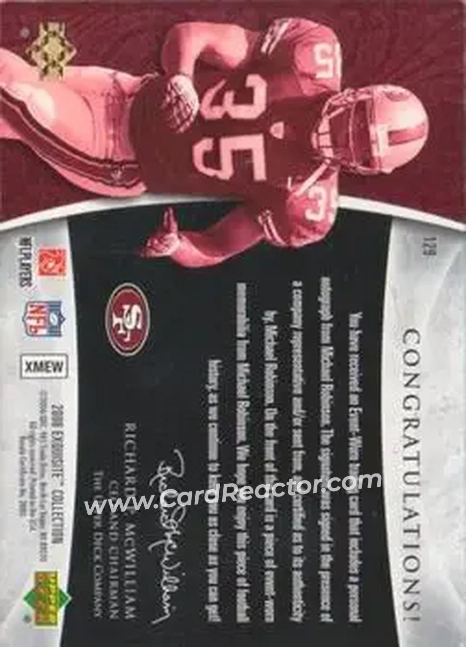 2006 Upper Deck Exquisite Collection #129 - Michael Robinson - San Francisco 49ers - Back