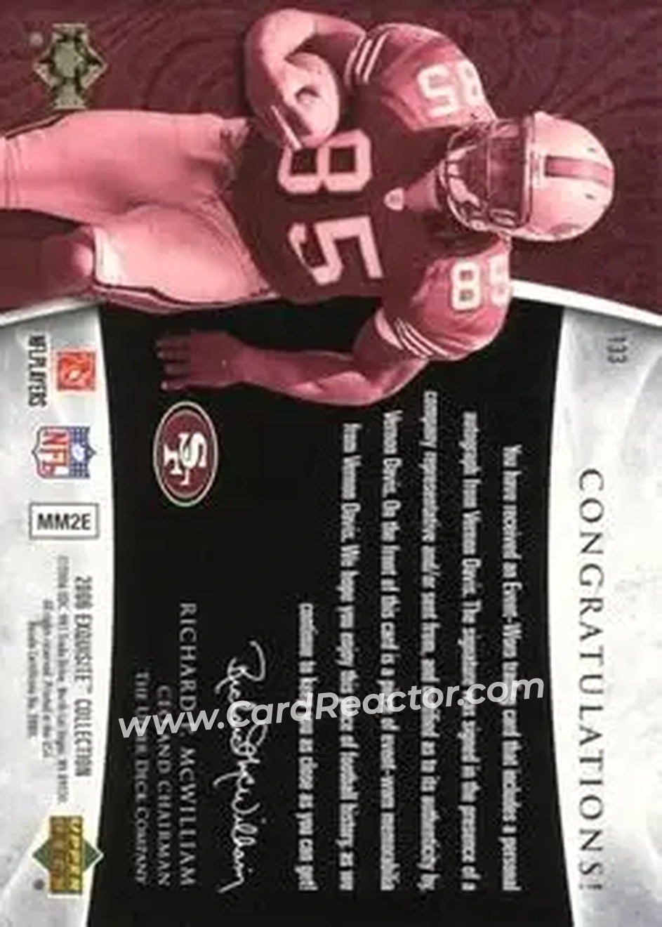 2006 Upper Deck Exquisite Collection #133 - Vernon Davis - San Francisco 49ers - Back