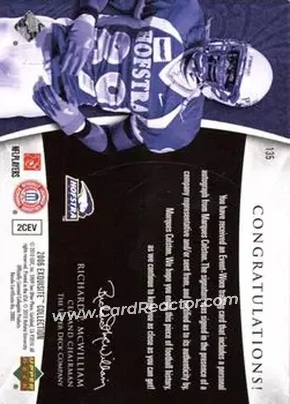 2006 Upper Deck Exquisite Collection #135 - Marques Colston - New Orleans Saints - Back