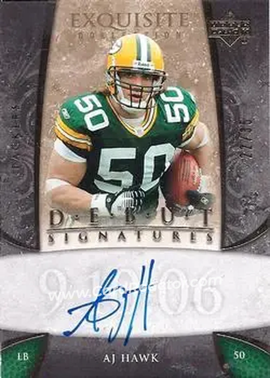 2006 Upper Deck Exquisite Collection - Debut Signatures #EDS-AH - A.J. Hawk - Green Bay Packers - Front