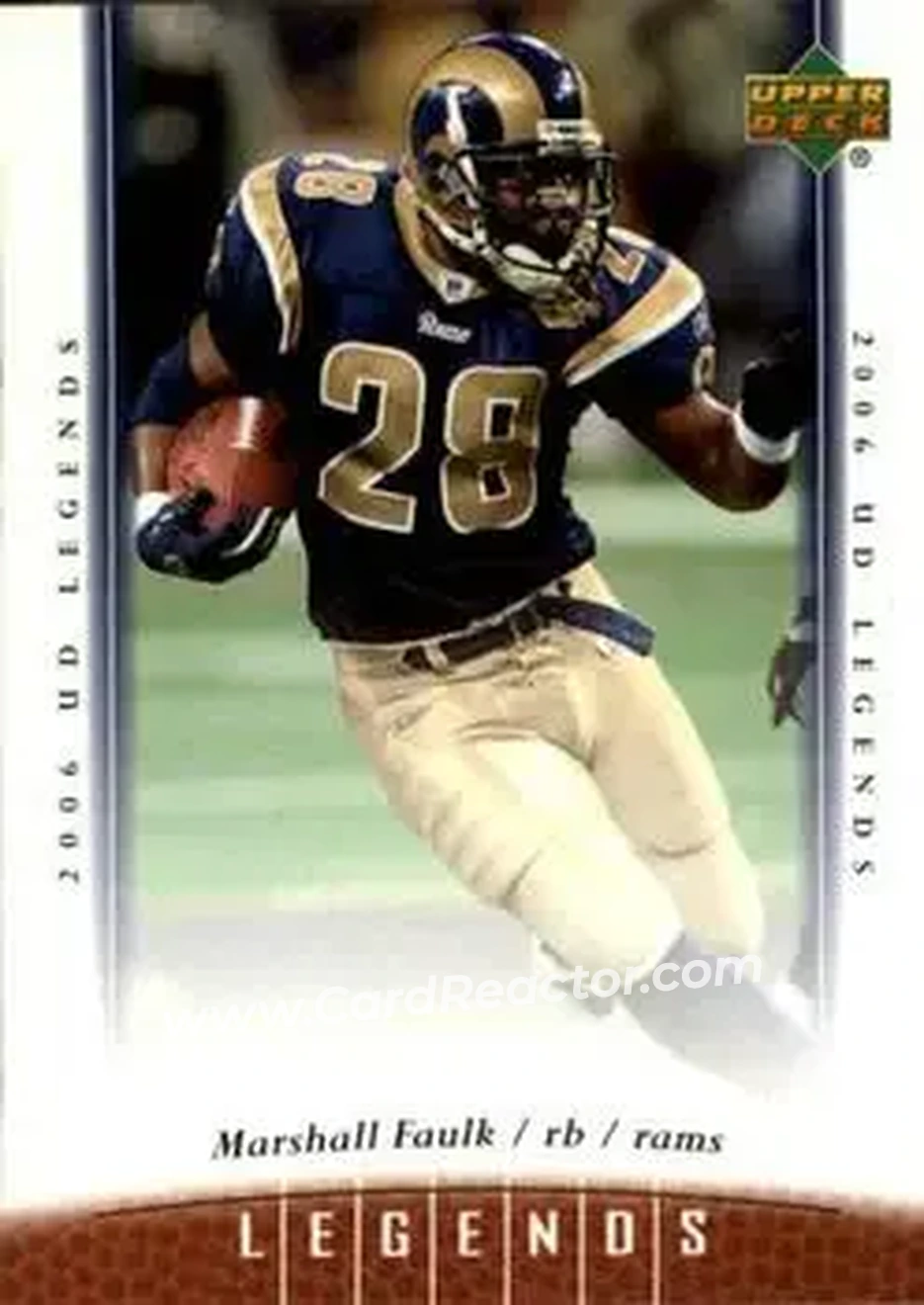 2006 Upper Deck Legends #1 - Marshall Faulk - St. Louis Rams - Front 2006 Upper Deck Legends #1 - Marshall Faulk - St. Louis Rams - Front