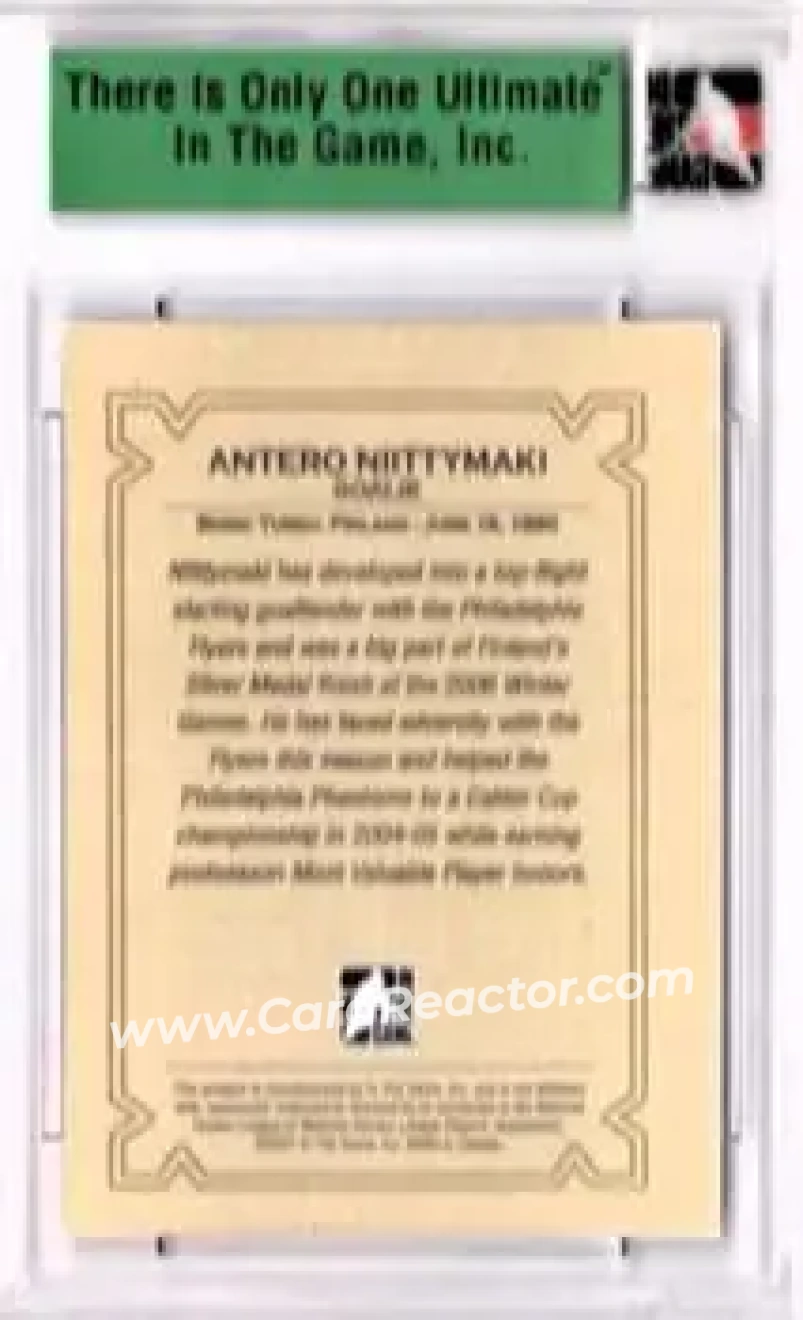 2006-07 In The Game Ultimate Memorabilia #NNO - Antero Niittymaki - Philadelphia Flyers - Back