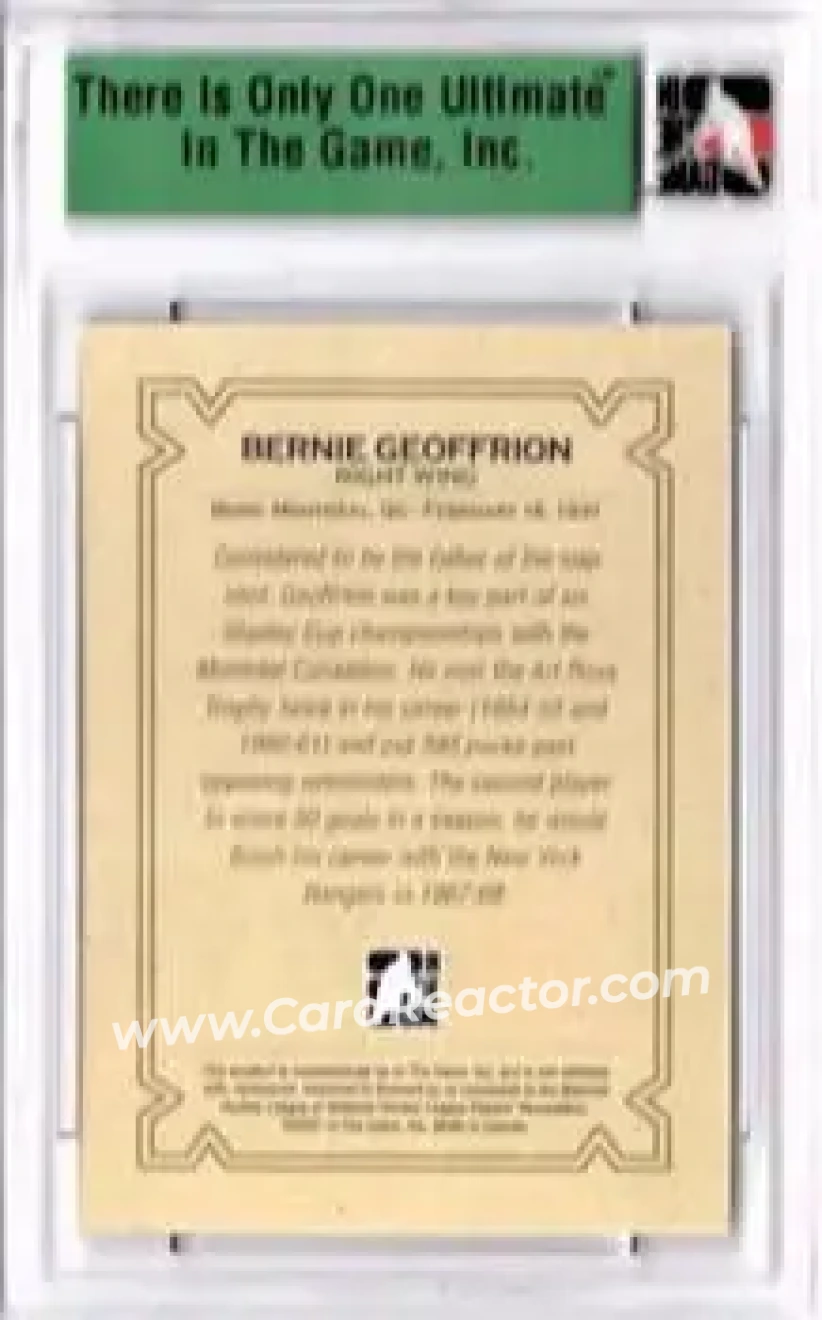 2006-07 In The Game Ultimate Memorabilia #NNO - Bernie Geoffrion - Montreal Canadiens - Back 2006-07 In The Game Ultimate Memorabilia #NNO - Bernie Geoffrion - Montreal Canadiens - Back