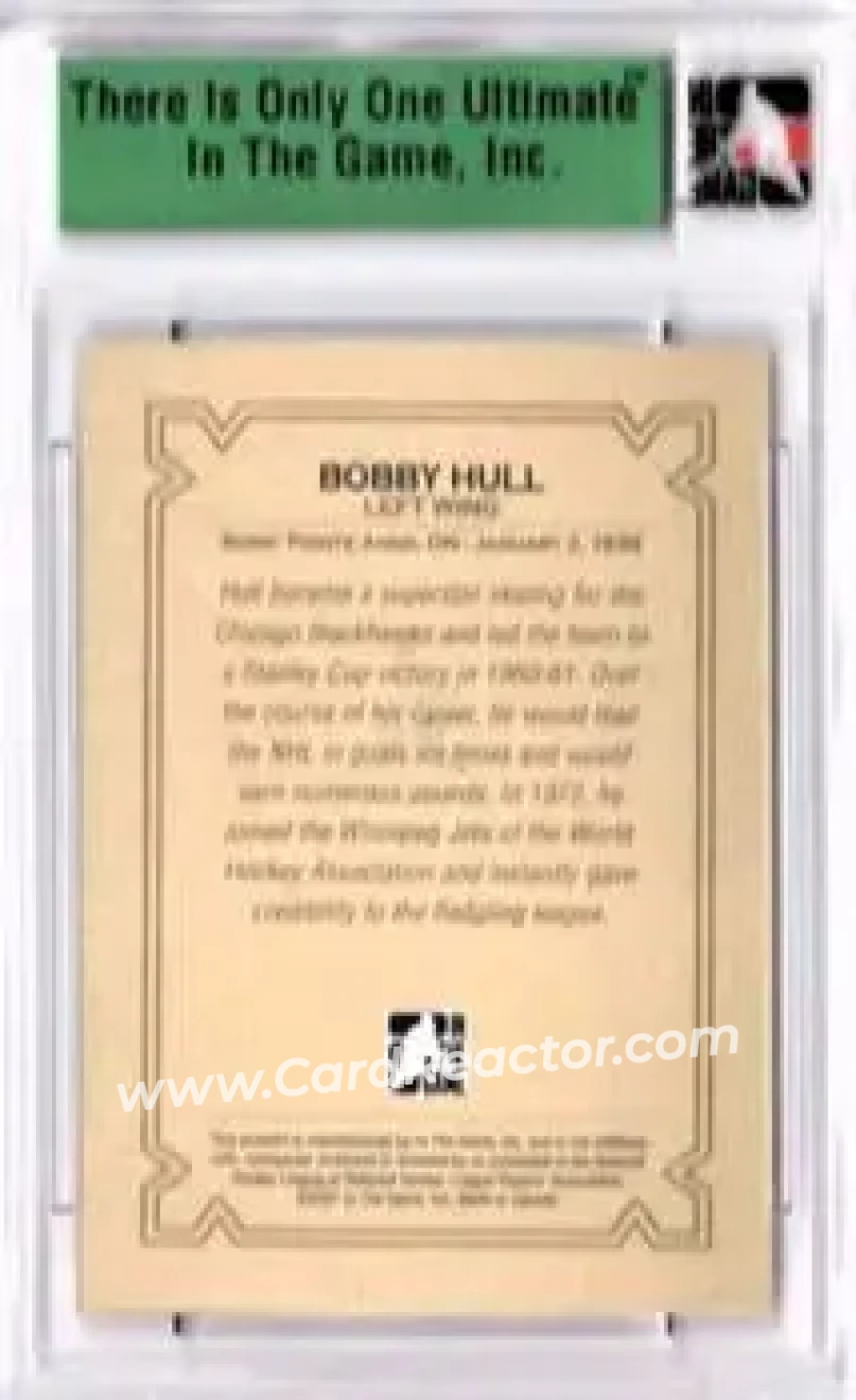 2006-07 In The Game Ultimate Memorabilia #NNO - Bobby Hull - Chicago Blackhawks - Back 2006-07 In The Game Ultimate Memorabilia #NNO - Bobby Hull - Chicago Blackhawks - Back