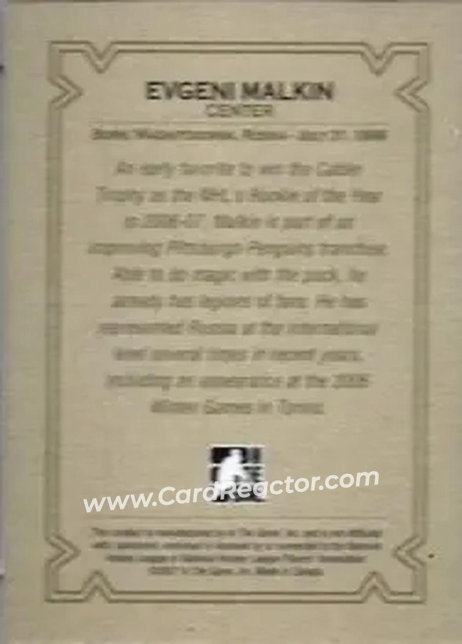 2006-07 In The Game Ultimate Memorabilia #NNO - Evgeni Malkin - Pittsburgh Penguins - Back
